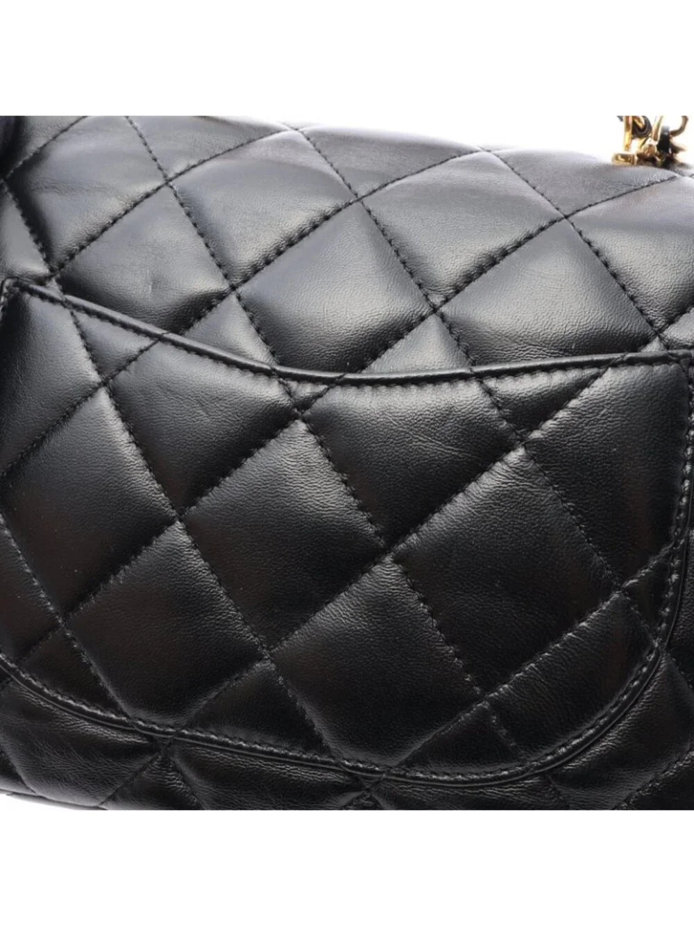 Chanel Shoulder Bag Quilted Top Handle Black Lambskin Top 2-Way Chain